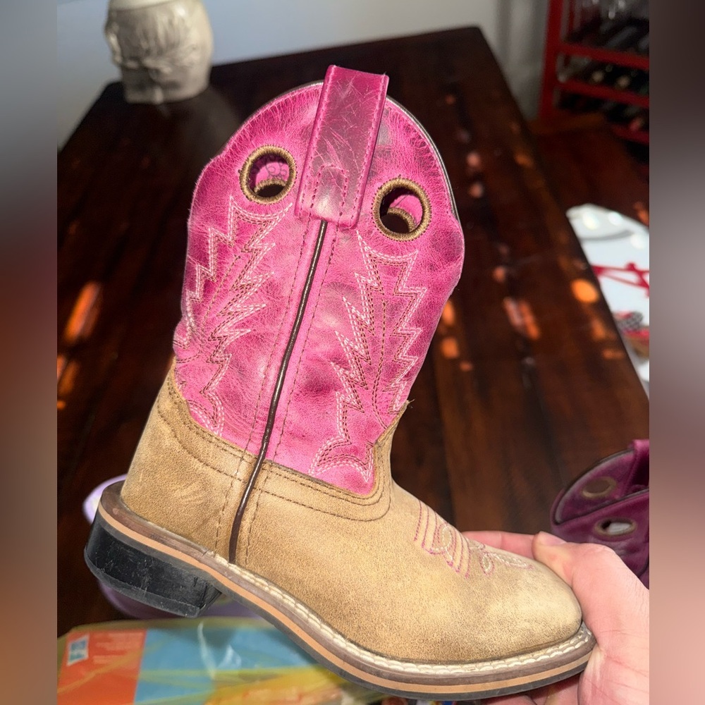 Shyanne Pink and Gold Embroidered Boots
